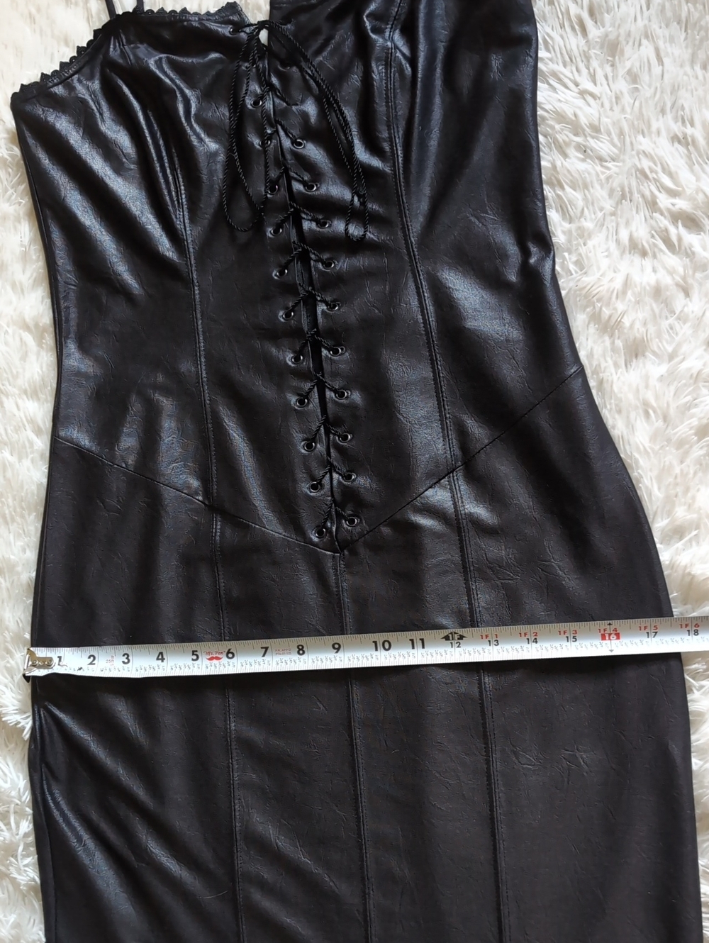 90s Lip Service Lace Up Corset Faux Leather Embroidered Maxi Dress Medium - Picture 14 of 16